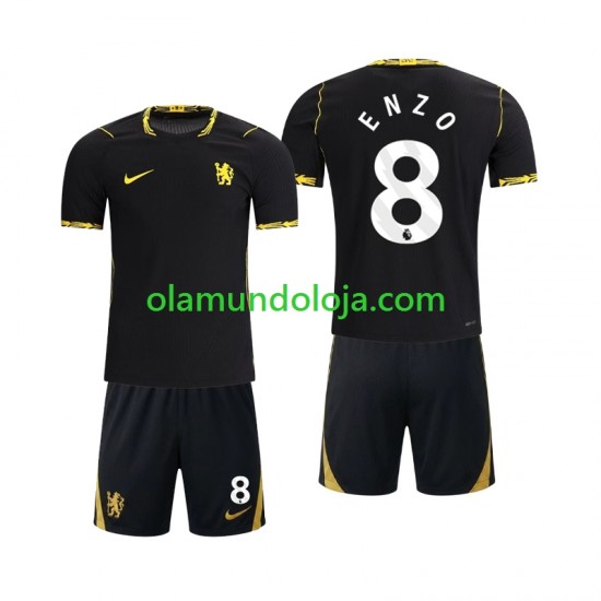 Camisola Chlesea Enzo Fernandez 8 Criança Equipamento Segundo 2026-2027 Manga Curta